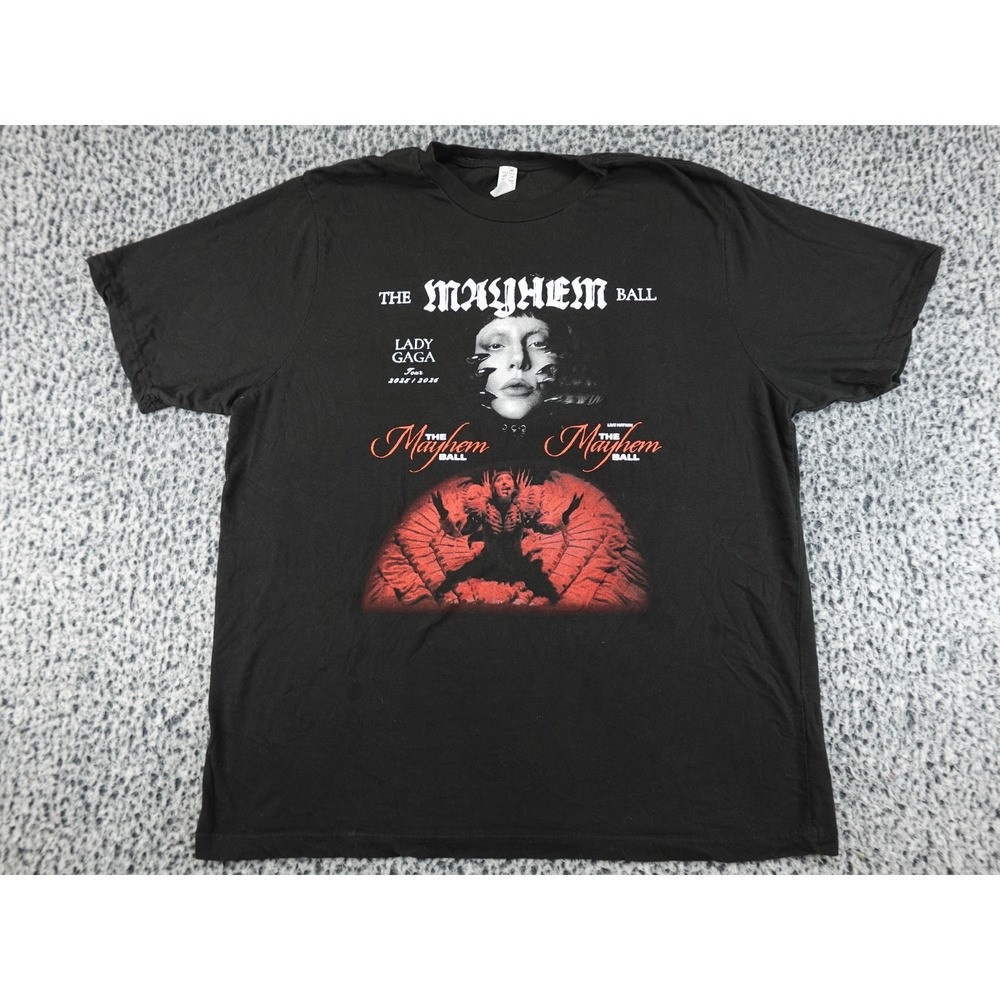 Lane Seven Lady Gaga Mayhem Ball Tour Shirt Mens 2XL Black Excellent Graphic Tee